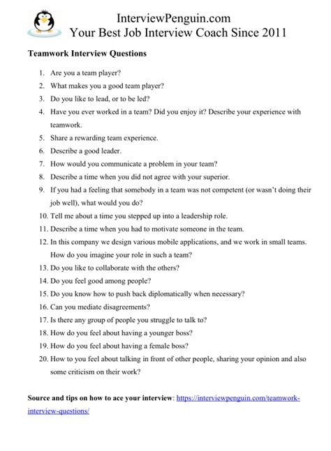 20 Common Teamwork Interview Questions (And Answers).